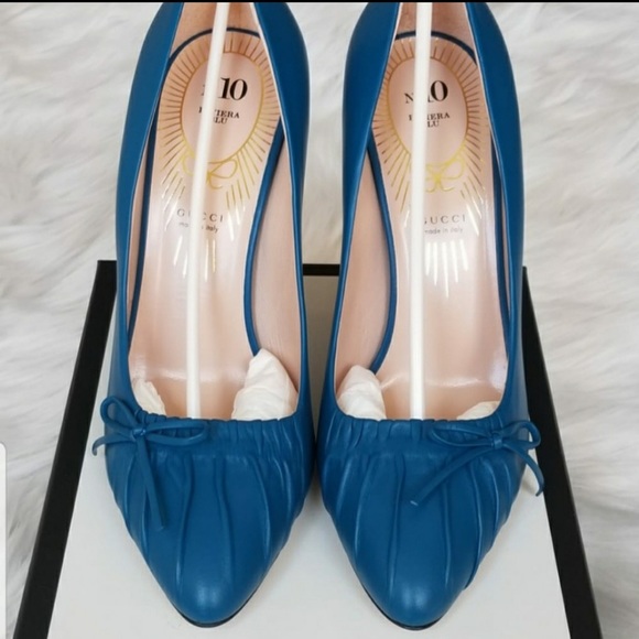 Gucci Shoes Gucci Nappa Charlotte Pumps In Riviera Blue Poshmark